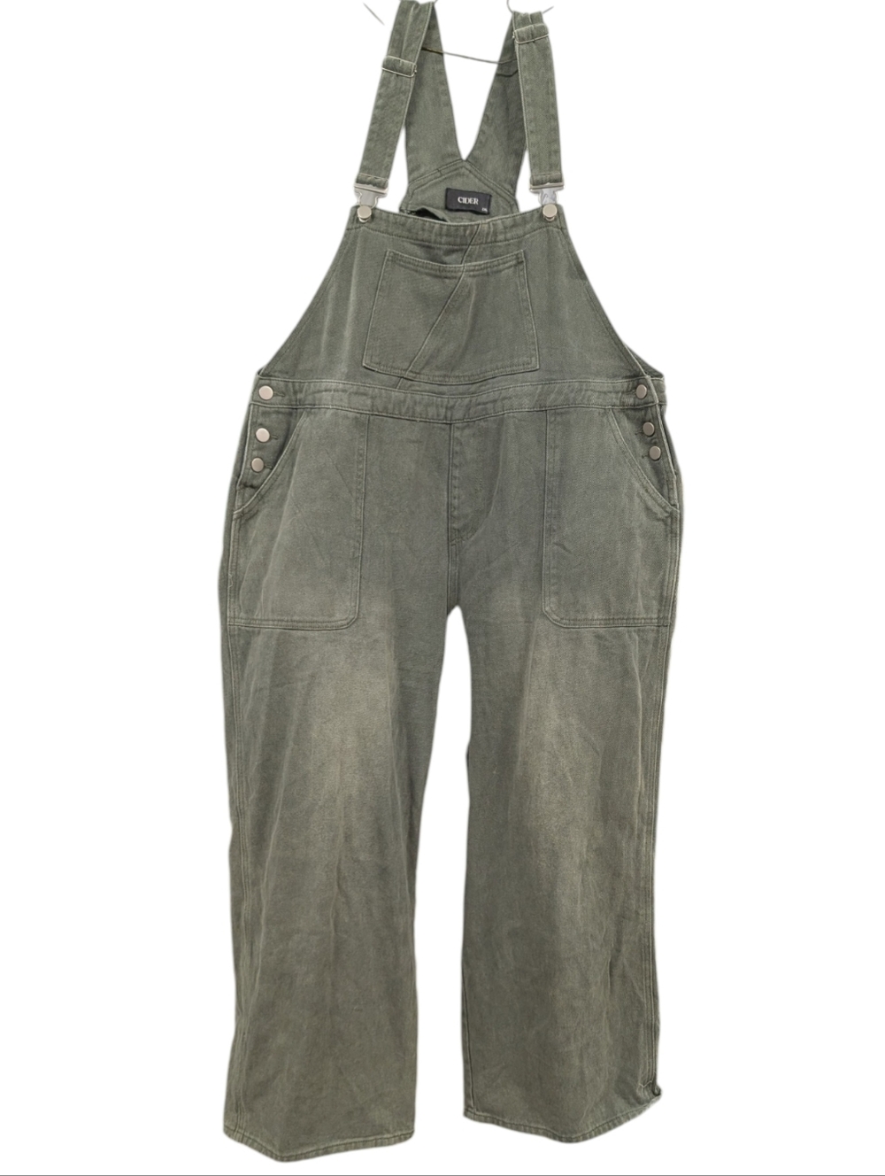 Oversized Baggy Cider Olive Green Washed Denim Overalls